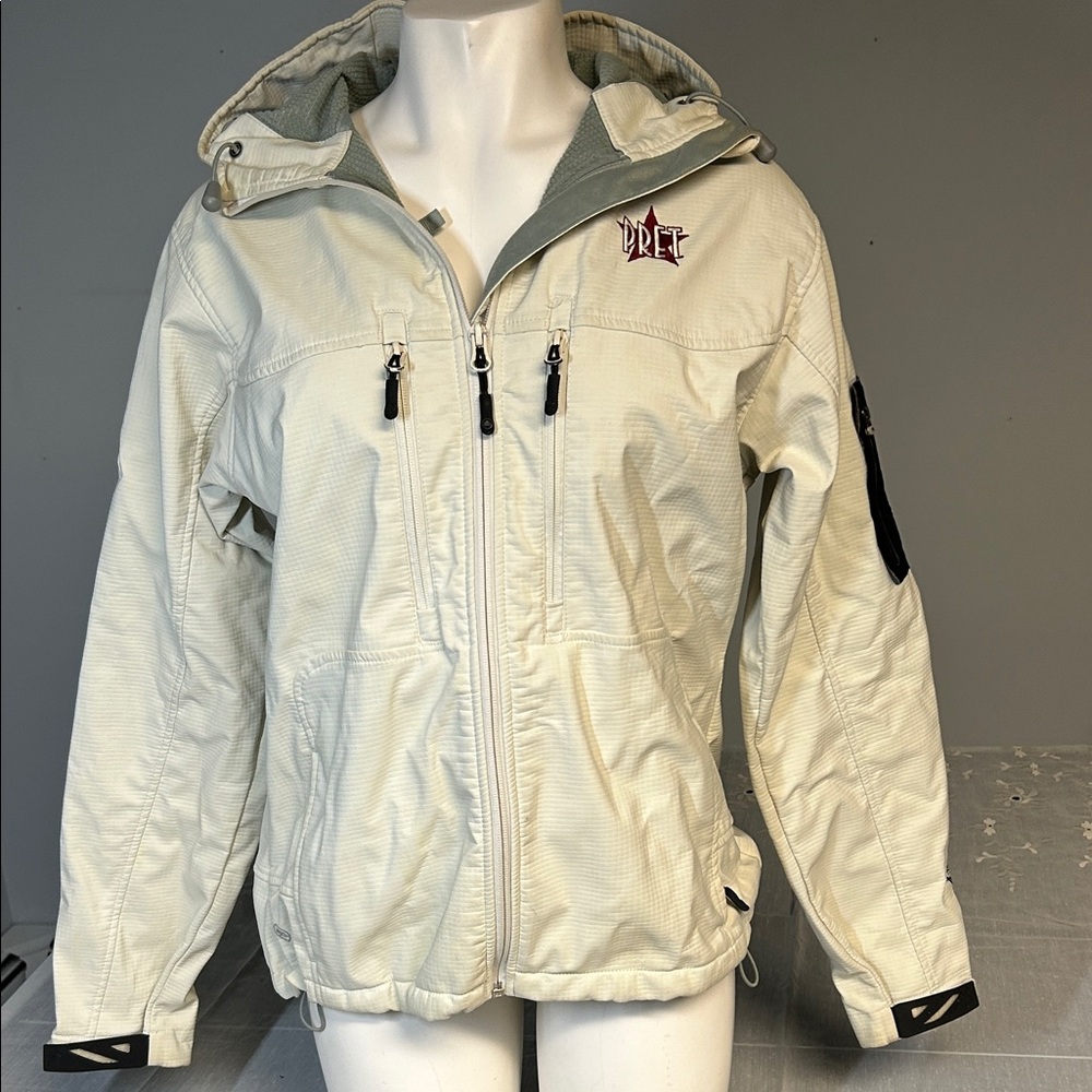 PRET White Hooded Canadian Jacket with Logo